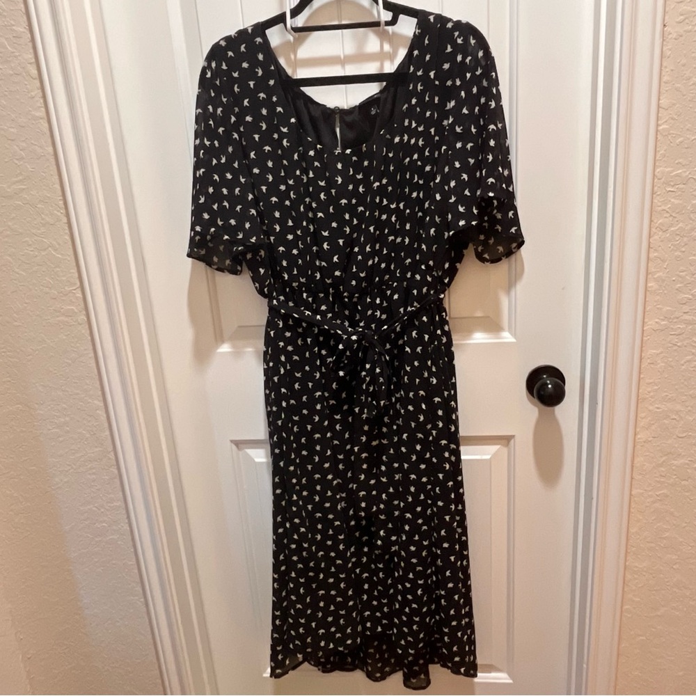 Torrid Plus Size Black with Bird Print Midi Dress - 1X